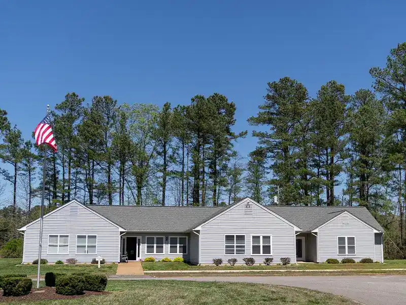 Cottage with American Flag in front
