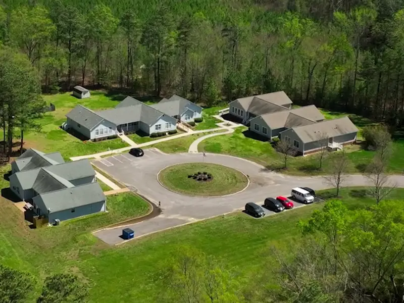Aerial sketch of the Good Neighbor Village campus in 2024.